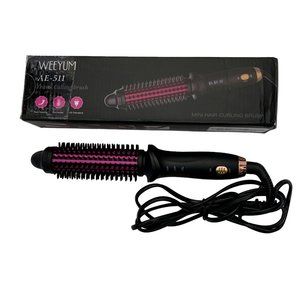 Weeyum Travel Curling Brush 1 Inch Tourmaline Ceramic Barrel Anti Scald AE-511
